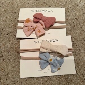 Wild Wawa Bow Headband Set - Pink, Rose, Cream, Blue